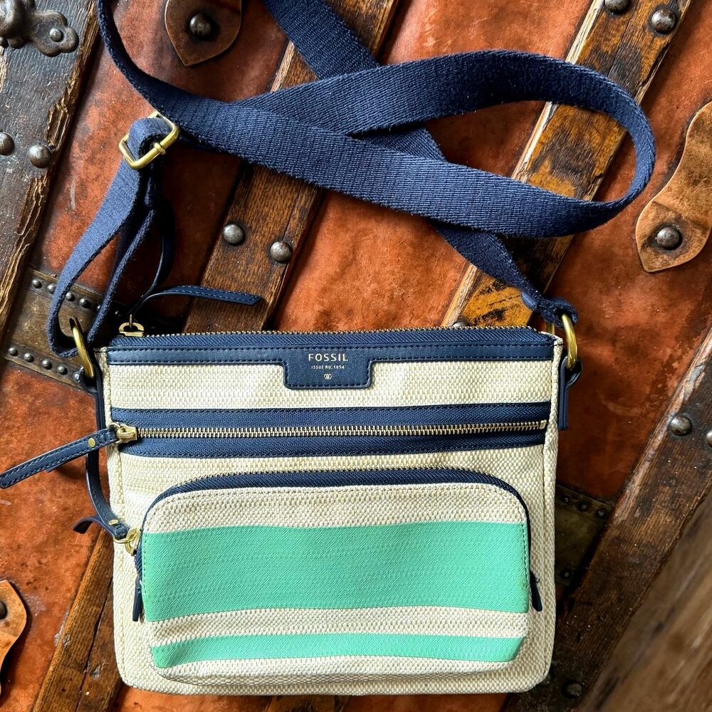 Fossil Coated Canvas Striped Crossbody bag
